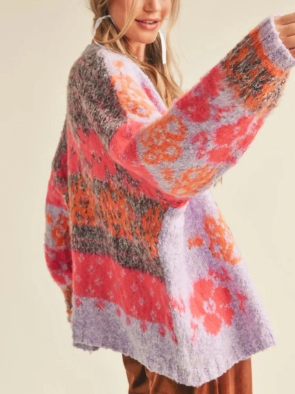 &Merci Soft Purple Floral Cardigan Sweater Size Small NWT (R)